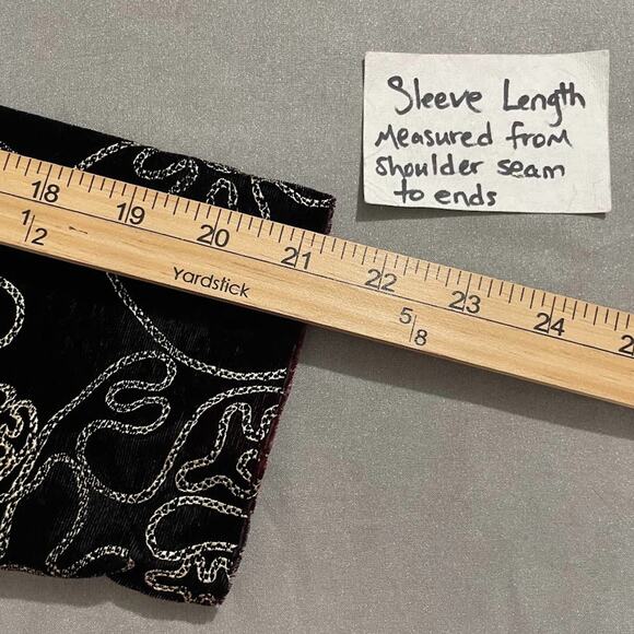 Vintage Size Medium Petite Soutache Gold Black Velvet Jacket Victorian Regency - Picture 11 of 12